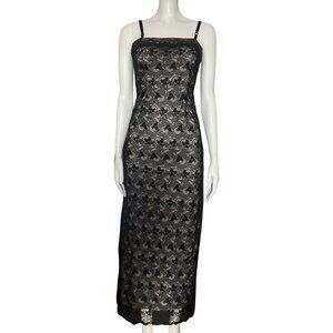 American Vintage | Dresses | Vintage 9s Black Lace Whimsigoth Long Formal  Prom Dress Xs Fairy Grunge Gothic
